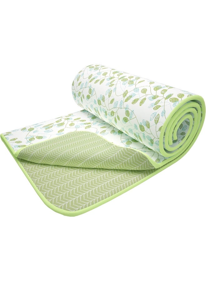 Story@Home Story@Home 100% Cotton Reversible Dohar Double Bed AC Blanket, Light Weight Soft Blanket(94"x88", White & Olive Green)  - Image 1