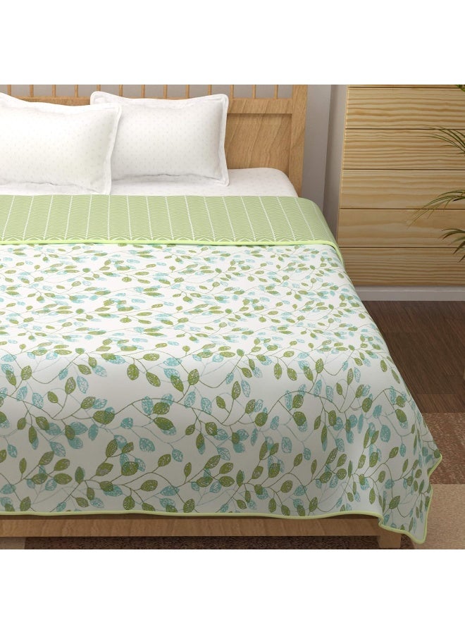 Story@Home Story@Home 100% Cotton Reversible Dohar Double Bed AC Blanket, Light Weight Soft Blanket(94"x88", White & Olive Green)  - Image 5