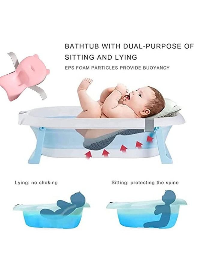 DMG TECH - Baby Folding Bathtub Foldable Baby Bathtub with Temperature Sensing Portable Safe Shower Basin with Support Pad for Newborn/Infant/Toddler Sitting Lying Large Safe Bathtub Pink - Image 1