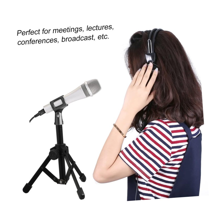 Black Foldable Microphone Tripod Stand Desktop Bracket Strong Support for Broadcast - Image 5