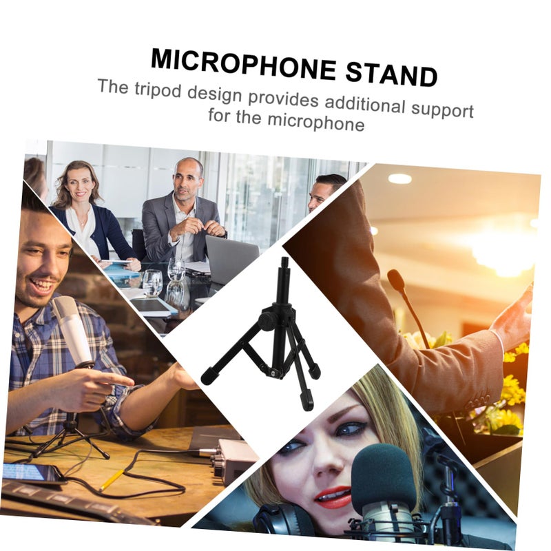 Black Foldable Microphone Tripod Stand Desktop Bracket Strong Support for Broadcast - Image 4