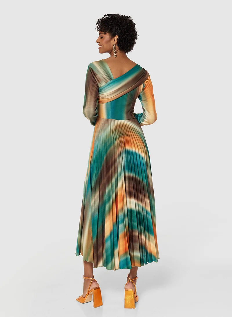 Closet London Pleated Print Dress