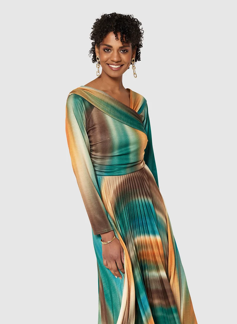 Closet London Pleated Print Dress