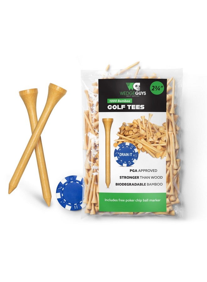 ويدج جايز أوتاد جولف من الخيزران من Wedge Guys مقاس 1-1/2 و2-3/4 و3-1/4 بوصة | 100، 250، 500 أو 1000 قطعة | علامة كرة مجانية - أوتاد جولف أقوى من الخشب، قابلة للتحلل البيولوجي وأقل احتكاكًا | حقيبة كبيرة من أوتاد الجولف المعتمدة من PGA Professional - Image 1