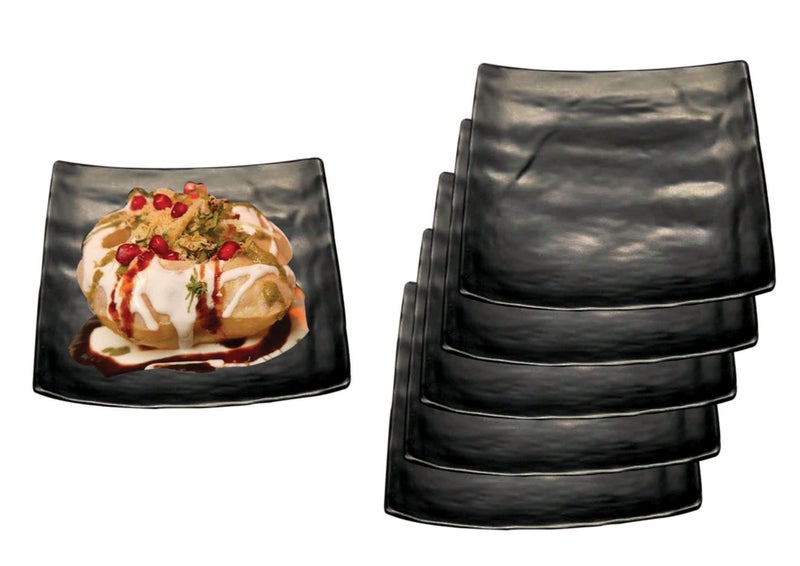 ZIDO Pack of 6 Multi-Purpose Dahi Bhalla Plate/Chaat Plate/Snacks Plate/Starter Plate/Appetizer Plate/Dessert Plate for Serving All Type of Chat, Dessert and Snacks etc - Image 1