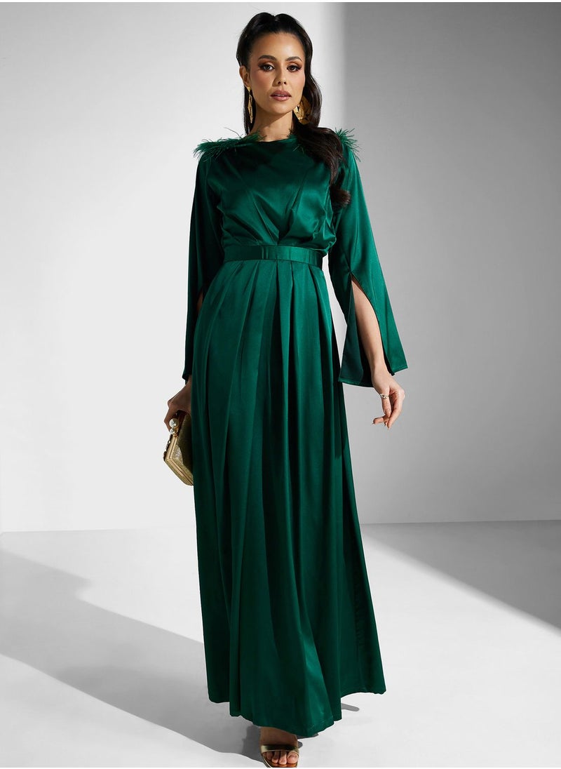 Golden Apple - Fur Shoulder Detail Dress - Image 1