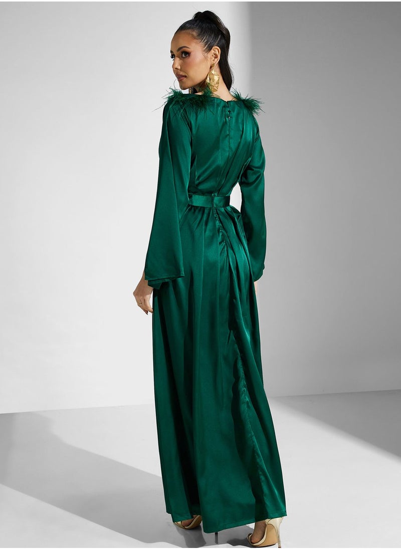 Golden Apple - Fur Shoulder Detail Dress - Image 1