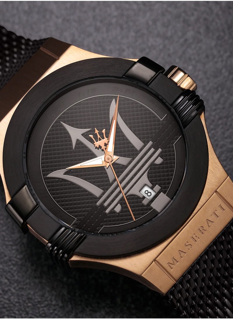 Potenza Men Black Dial Stainless Steel Mesh Watch R8853108010 - 42mm