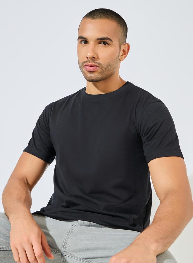 Styli Solid Regular Fit Pure Cotton T-Shirt - Image 4