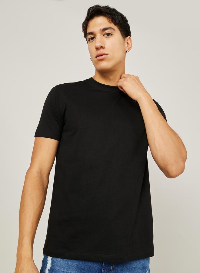 Styli Solid Regular Fit Pure Cotton T-Shirt - Image 1