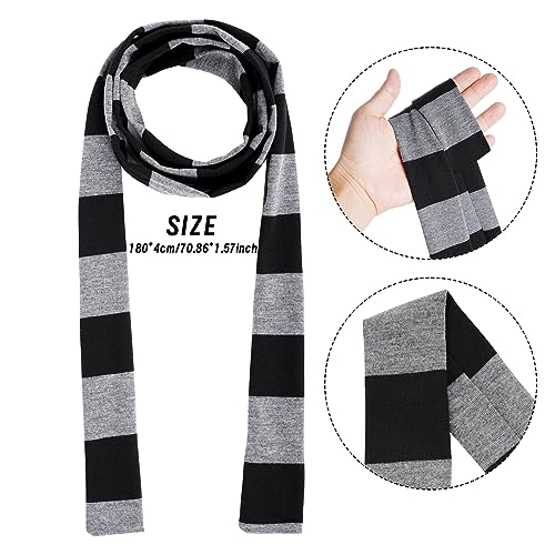 obmwang Novelty Gray and Black Striped Scarf and Fake Long Nose Cosplay Costumes for Adults Halloween Party - Image 2