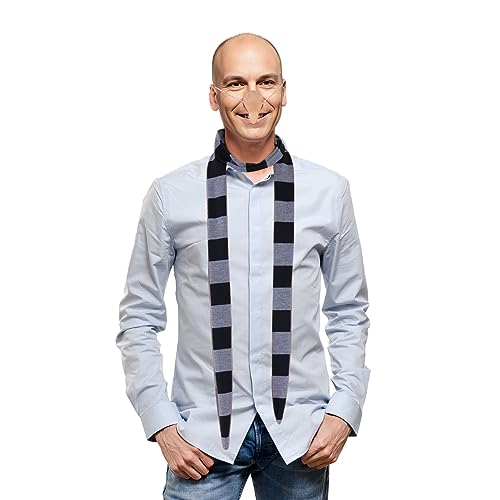 obmwang Novelty Gray and Black Striped Scarf and Fake Long Nose Cosplay Costumes for Adults Halloween Party - Image 4