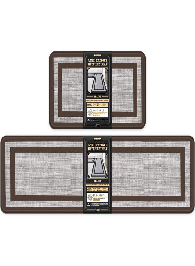 Mattitude Kitchen Mats Set of 2 Cushioned Rugs Anti-Fatigue Mats for Kitchen Floor,Waterproof Non-Slip Mats and Rugs Set for Office,Floor,Laundry 17.3"×29"+17.3"×59",Chocolate - Image 1