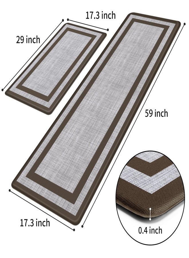 Mattitude Kitchen Mats Set of 2 Cushioned Rugs Anti-Fatigue Mats for Kitchen Floor,Waterproof Non-Slip Mats and Rugs Set for Office,Floor,Laundry 17.3"×29"+17.3"×59",Chocolate - Image 2