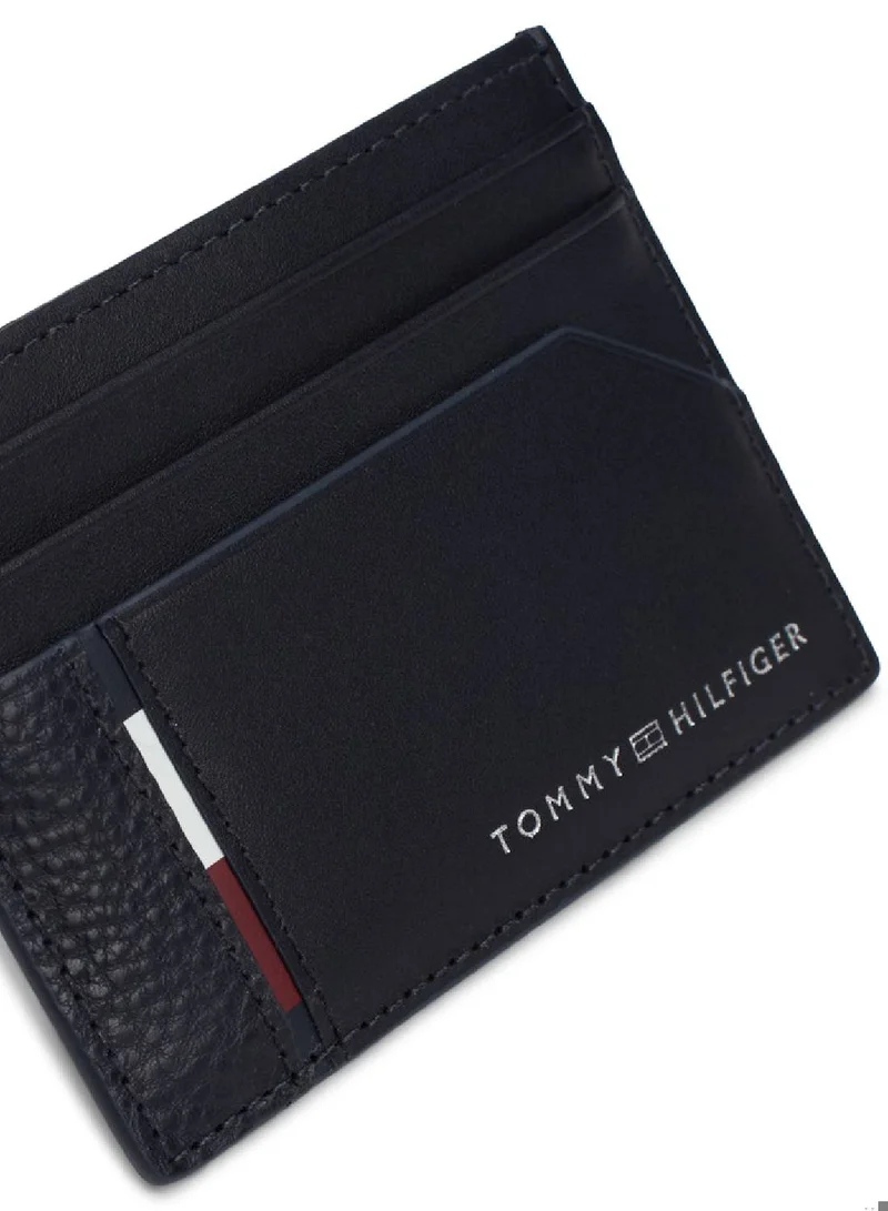 TOMMY HILFIGER Men's Casual Leather Credit Card Holder, Blue - Leather