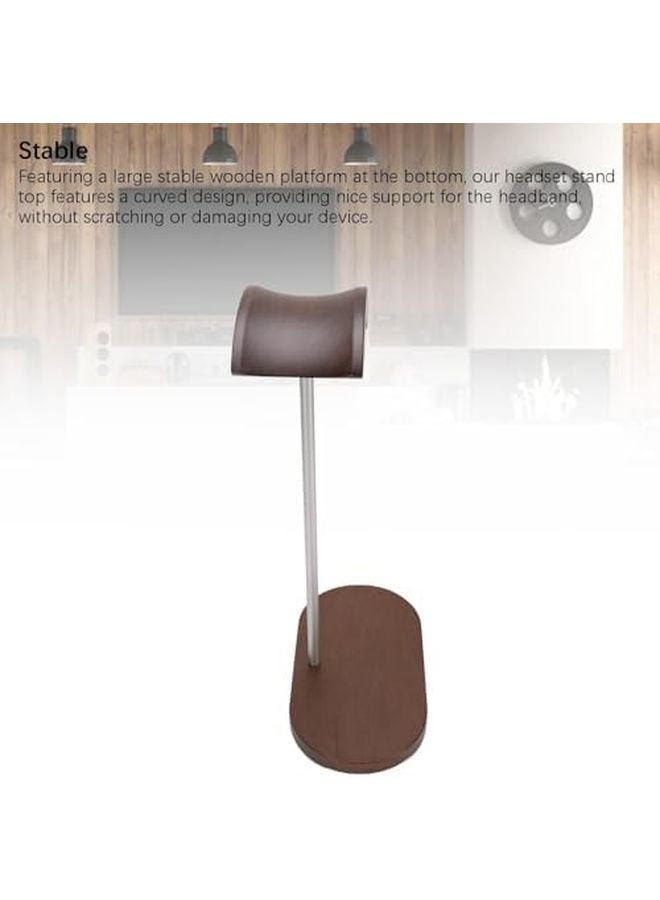 Walnut Aluminum Alloy Wood Gaming Headphone Stand Holder With Stable Base - Image 4