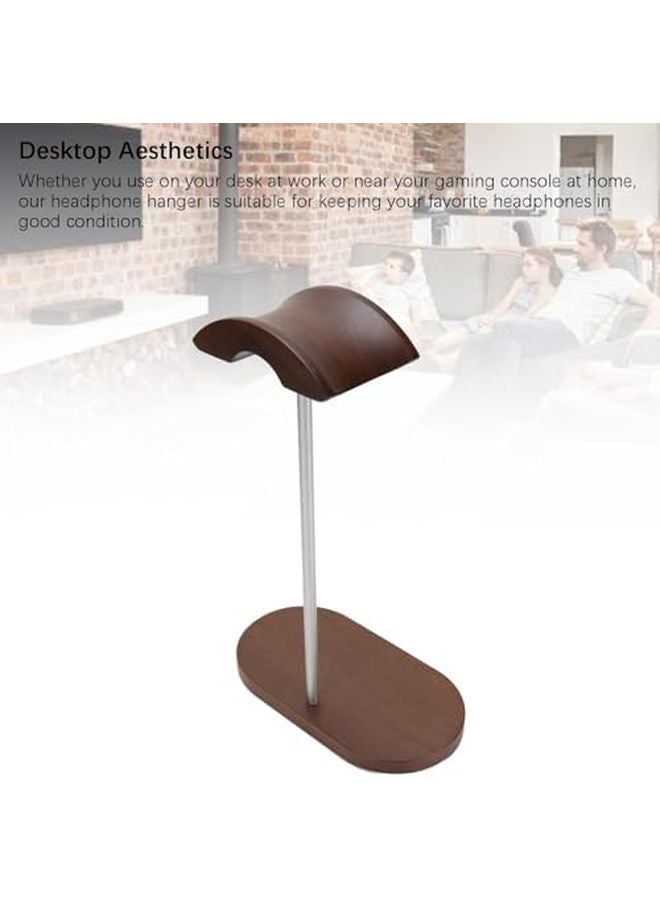 Walnut Aluminum Alloy Wood Gaming Headphone Stand Holder With Stable Base - Image 5
