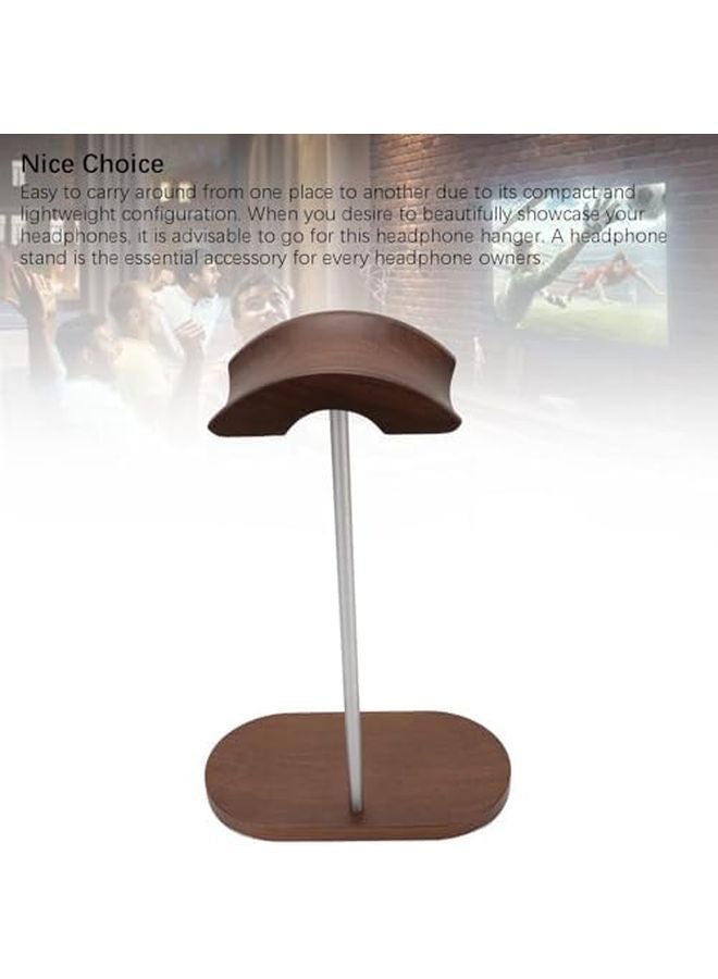Walnut Aluminum Alloy Wood Gaming Headphone Stand Holder With Stable Base - Image 3