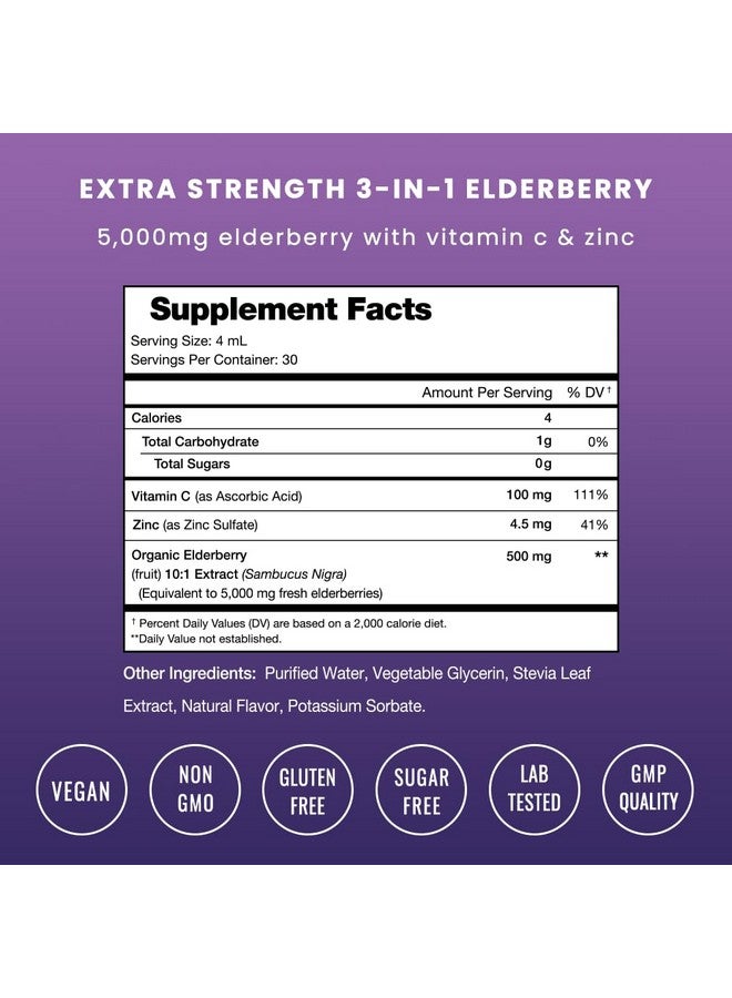 NutraChamps NutraChamps Organic Elderberry Syrup - 5000mg Elderberry Extract with Vitamin C & Zinc - Black Elderberry Liquid Drops - Sugar-Free Immunity Booster, Vegan, Gluten-Free Elderberry Supplement - Image 2