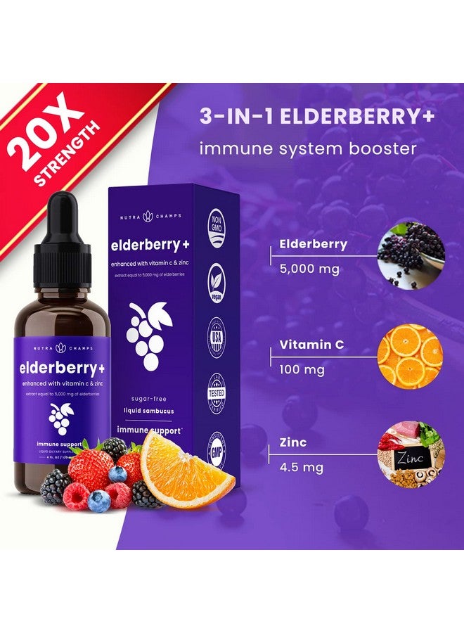 NutraChamps NutraChamps Organic Elderberry Syrup - 5000mg Elderberry Extract with Vitamin C & Zinc - Black Elderberry Liquid Drops - Sugar-Free Immunity Booster, Vegan, Gluten-Free Elderberry Supplement - Image 4