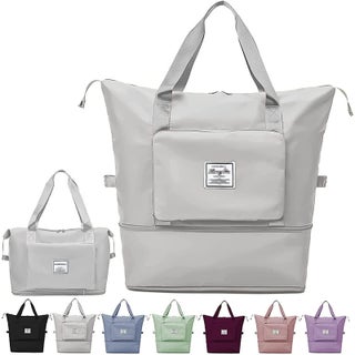 Large Capacity Folding Travel Bag, Portable Lightweight Waterproof Oxford Fabric Duffel, Expandable Carry-On Luggage for Gym, Vacation, and Weekend Trips for Men and Women, Grey