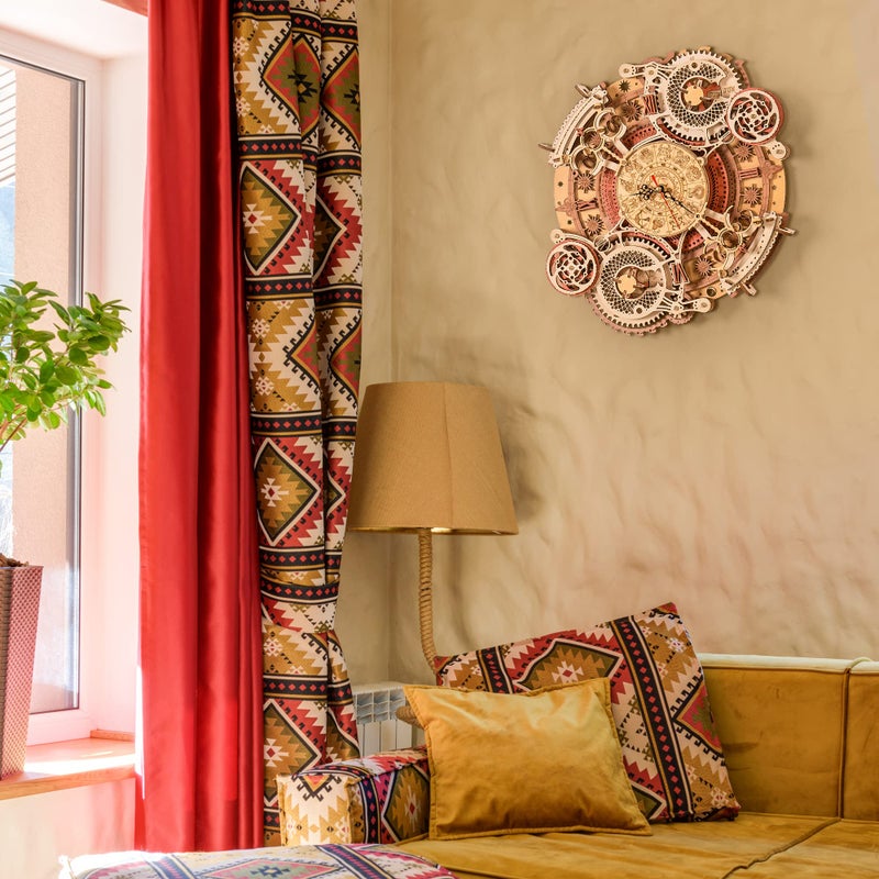 ROBOTIME 3D Wooden Puzzles for Adults, Models for Adults to Build Wooden Steampunk Clock Kit, DIY Mechanical Wall Quartz Aesthetic Room Decor Unique Gift - Image 2