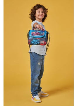 CORAL HIGH Kids Gray Blue Race Car Patterned Thermo Lunch Box 11885  - Image 1