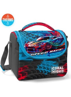 CORAL HIGH Kids Gray Blue Race Car Patterned Thermo Lunch Box 11885  - Image 3