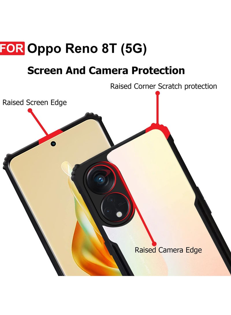 TEAM LUXURY غطاء هاتف محمول OPPO Reno 8T 5G أسود، غطاء رقيق للغاية وخفيف الوزن، واقي TPU ناعم + غطاء خلفي شفاف أكريليك - Image 3