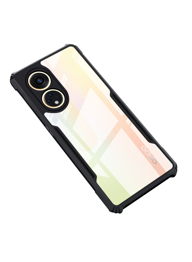 TEAM LUXURY غطاء هاتف محمول OPPO Reno 8T 5G أسود، غطاء رقيق للغاية وخفيف الوزن، واقي TPU ناعم + غطاء خلفي شفاف أكريليك - Image 1