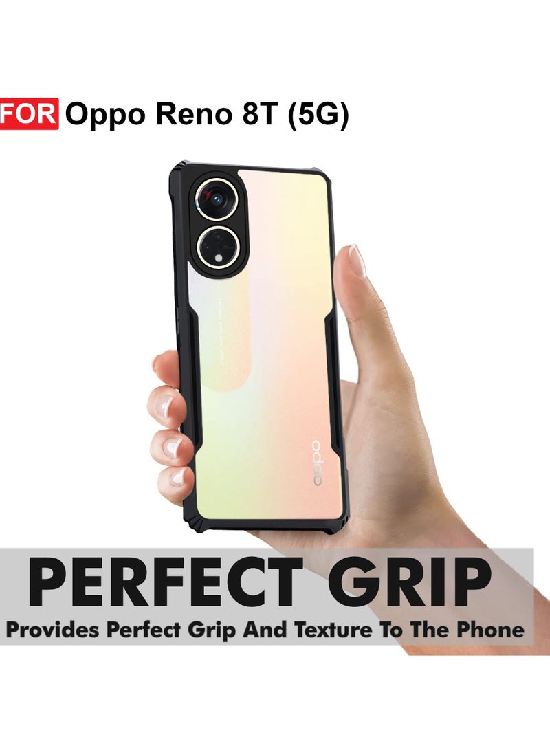 TEAM LUXURY غطاء هاتف محمول OPPO Reno 8T 5G أسود، غطاء رقيق للغاية وخفيف الوزن، واقي TPU ناعم + غطاء خلفي شفاف أكريليك - Image 2