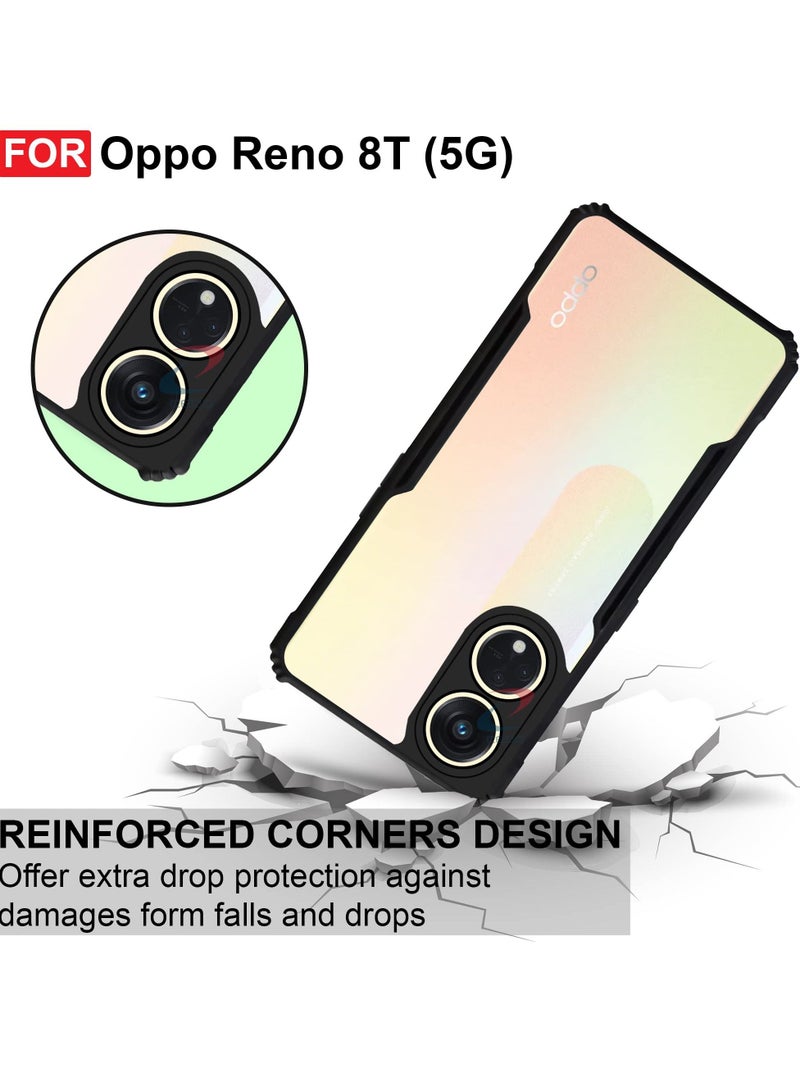 TEAM LUXURY غطاء هاتف محمول OPPO Reno 8T 5G أسود، غطاء رقيق للغاية وخفيف الوزن، واقي TPU ناعم + غطاء خلفي شفاف أكريليك - Image 5