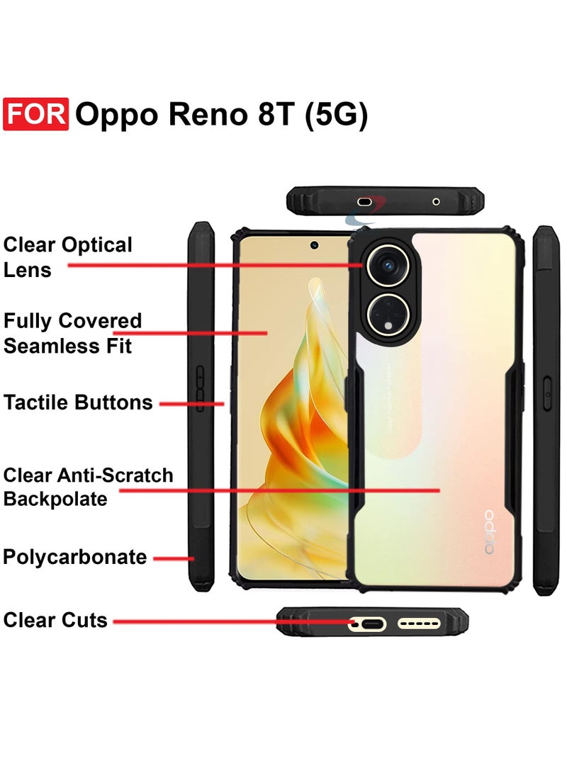 TEAM LUXURY غطاء هاتف محمول OPPO Reno 8T 5G أسود، غطاء رقيق للغاية وخفيف الوزن، واقي TPU ناعم + غطاء خلفي شفاف أكريليك - Image 4