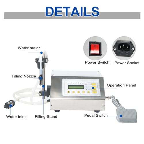 ZONEPACK Liquid Filling Machine Automatic Bottle Filler Digital Control Pump Numerical Drinks Water Milk 5ml to 3500ml GFK160 (Machine) - Image 3