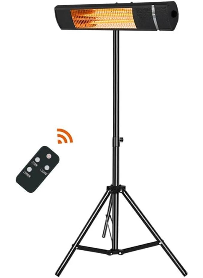 Electric Patio Heater, Tripod Type Infrared Heater with Remote Control, Electric Patio Indoor/Outdoor Heater with remote, for Home, Office (Black Tripod) - Image 1