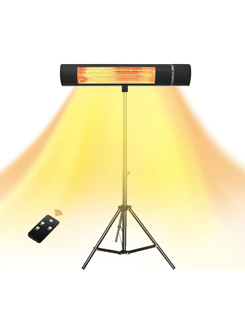 Electric Patio Heater, Tripod Type Infrared Heater with Remote Control, Electric Patio Indoor/Outdoor Heater with remote, for Home, Office (Black Tripod) - Image 4