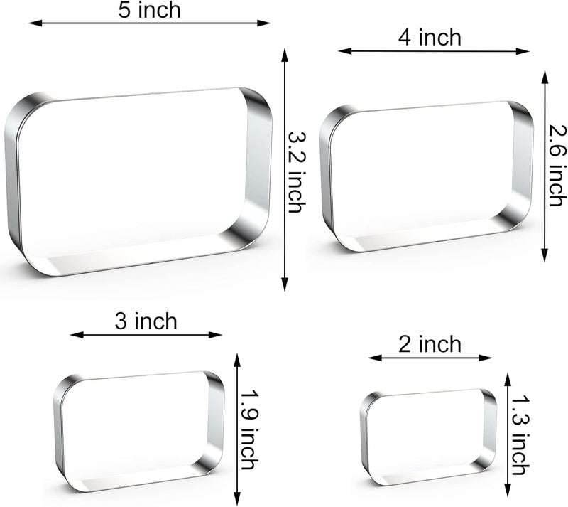 QAAQS Rounded Rectangle Plaque Cookie Cutter Geometric Set for Baking - 5 Inch, 4 Inch, 3 Inch, 2 Inch - Geometric Frame Plaque Cookie Cutters Shapes Molds - Stainless Steel - Image 2
