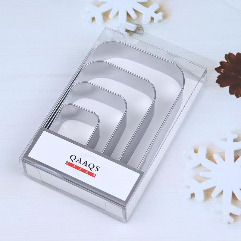 QAAQS Rounded Rectangle Plaque Cookie Cutter Geometric Set for Baking - 5 Inch, 4 Inch, 3 Inch, 2 Inch - Geometric Frame Plaque Cookie Cutters Shapes Molds - Stainless Steel - Image 5
