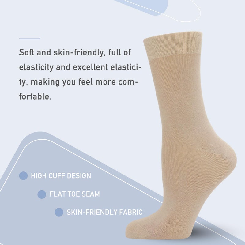 SERISIMPLE Women's Soft Thin Viscose Bamboo Crew Socks, Fit Stretchy Casual, Business, Dress Calf Sock 5 Pairs (US, Alpha, Medium, Regular, Regular, Assorted1) - Image 4