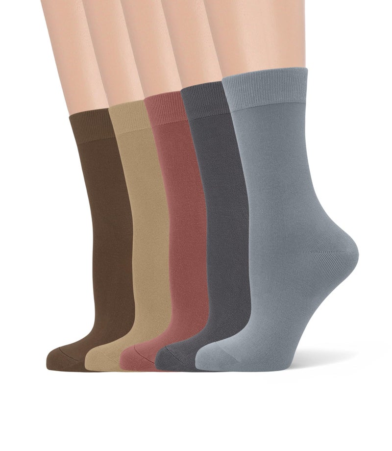 SERISIMPLE Women's Soft Thin Viscose Bamboo Crew Socks, Fit Stretchy Casual, Business, Dress Calf Sock 5 Pairs (US, Alpha, Medium, Regular, Regular, Assorted1) - Image 1