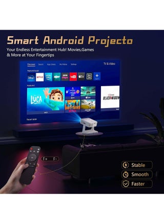 [Official Google TV] Full HD LCD Projector - Support Install beIN SPORTS APP and Watch the World Cup - Support Netflix, YouTube, Disney+, Prime Video - Support 4K, 8K - 400ANSI Lumen - Autofocus - Movie Projector with 5G Wifi and Bluetooth - Mobile Home Theater - Compatible with Android/iOS/Windows/TV Stick/HDMI/USB/Game Controller - view 5