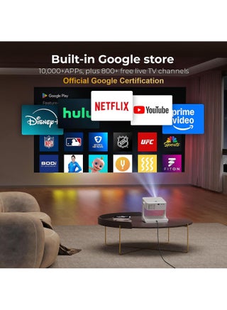 [Official Google TV] Full HD LCD Projector - Support Install beIN SPORTS APP and Watch the World Cup - Support Netflix, YouTube, Disney+, Prime Video - Support 4K, 8K - 400ANSI Lumen - Autofocus - Movie Projector with 5G Wifi and Bluetooth - Mobile Home Theater - Compatible with Android/iOS/Windows/TV Stick/HDMI/USB/Game Controller - view 2