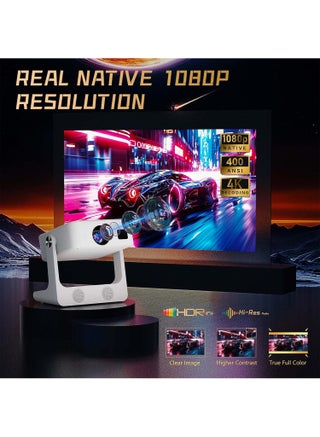 [Official Google TV] Full HD LCD Projector - Support Install beIN SPORTS APP and Watch the World Cup - Support Netflix, YouTube, Disney+, Prime Video - Support 4K, 8K - 400ANSI Lumen - Autofocus - Movie Projector with 5G Wifi and Bluetooth - Mobile Home Theater - Compatible with Android/iOS/Windows/TV Stick/HDMI/USB/Game Controller - view 3