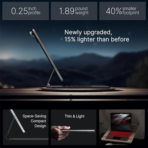 typecase Edge for iPad Air 13 (M4/M3/M2, 2026/2025/2024) & Pro 12.9 (6th/5th/4th/3rd Gen) with 11-Color Backlit & Precision Trackpad, Magic Floating Keyboard (NOT FIT to Pro 13 (M5/M4)-Carbon Fiber26 - Image 4