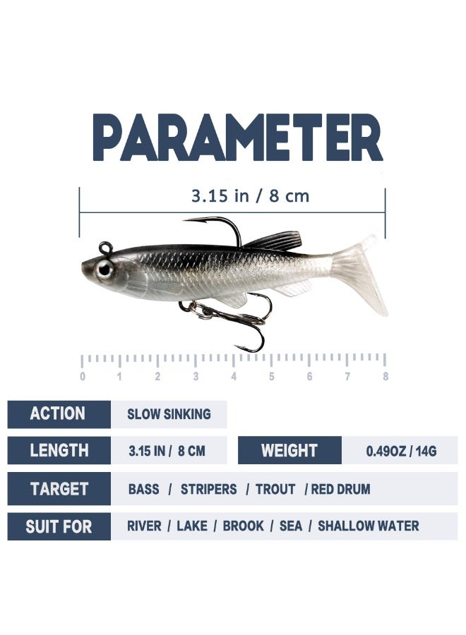 سانموجيد 6 عبوات طعوم بيونيك لينة، طعوم باس للمياه المالحة وطعوم المياه العذبة مع خطافات فائقة الحدة - Image 2