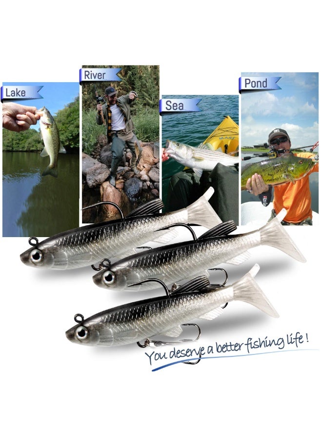 سانموجيد 6 عبوات طعوم بيونيك لينة، طعوم باس للمياه المالحة وطعوم المياه العذبة مع خطافات فائقة الحدة - Image 3