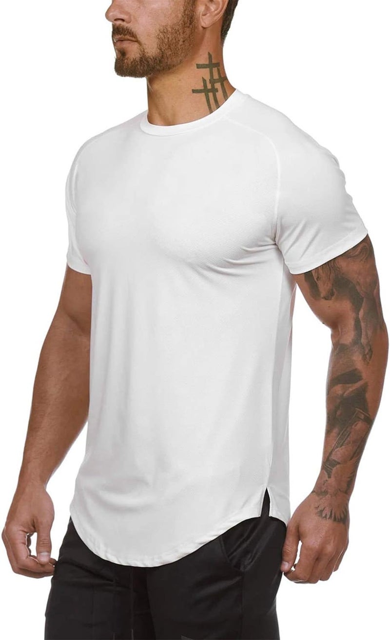 TEZO Mens Gym Workout Slim Fit Short Sleeve T-Shirt Cotton Performance Athletic Shirts Running Fitness Tee - Image 2