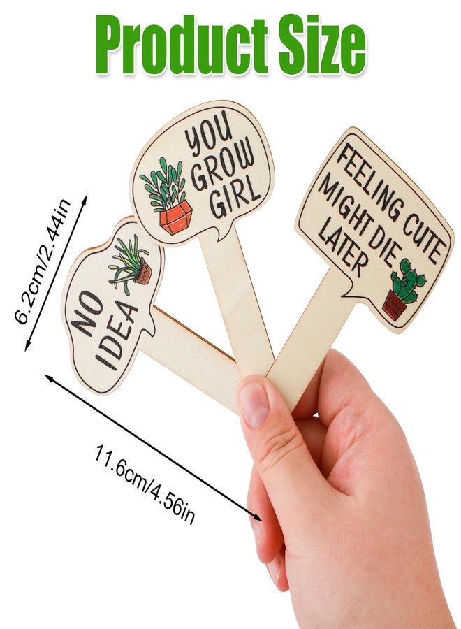 PEUTIER 15pcs Plant Markers, Wooden Plant Labels Funny Plant Signs Stake, Interesting Words & Cute Patterns Tags Labels for Outdoor Indoor Patio Supplies Novelty Gifts - Image 2