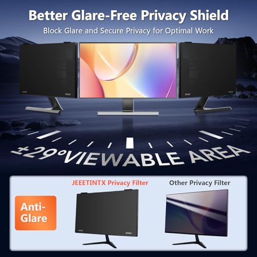 JEEETINTX Magnetic Computer Privacy Screen Filter 24 Inch for Frameless Monitor Thin Bezel 16:9 Widescreen, Hanging Removable Anti Glare Blue Light Privacy Shield Protector Eye Protection - Image 5