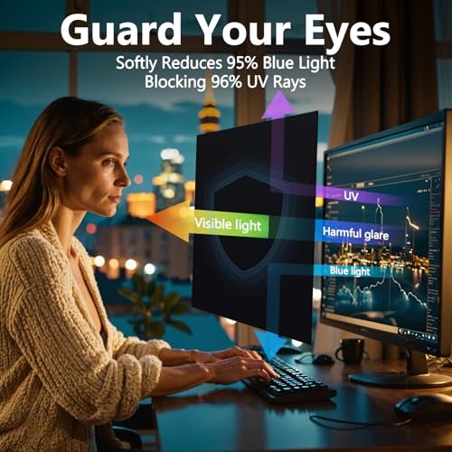 JEEETINTX Magnetic Computer Privacy Screen Filter 24 Inch for Frameless Monitor Thin Bezel 16:9 Widescreen, Hanging Removable Anti Glare Blue Light Privacy Shield Protector Eye Protection - Image 2